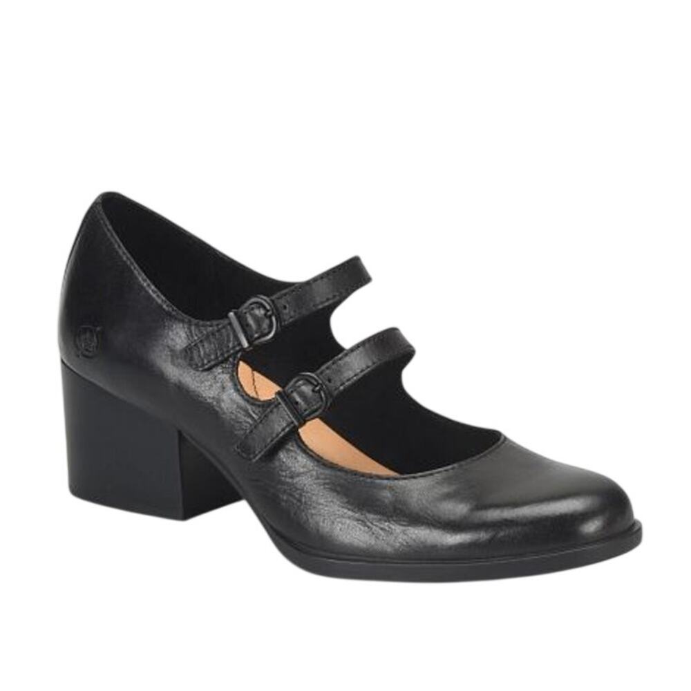 Born Womens Karalee Mary Jane Heels Size 10 M Black Leather Pumps EUC